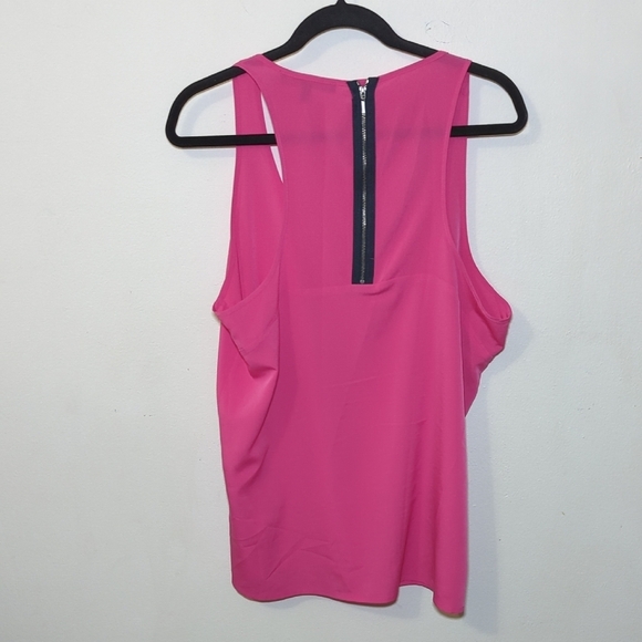 Cynthia Steffe Pink Tank Top w/ Navy Blue Trim + Exposed Zipper Women's Size L - Picture 5 of 6